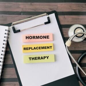 Hormone replacement therapy concept representing treatment options for perimenopause and menopause symptoms.